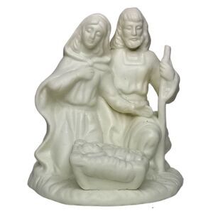 WHITE Bisque Porcelain Nativity Figurine Holy Family Mary Joseph Jesus Christmas